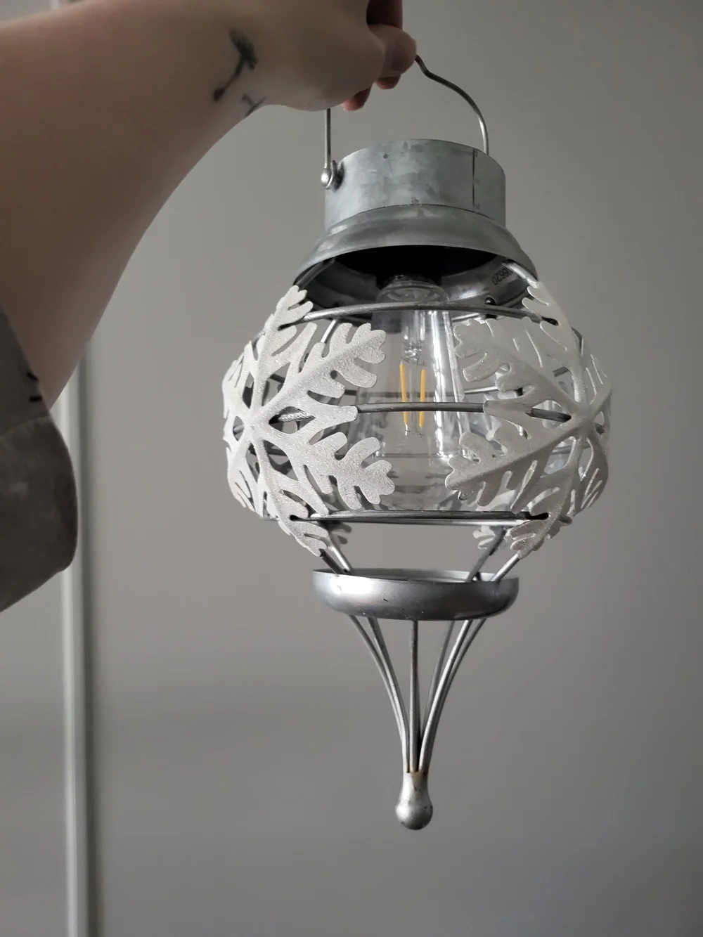Decorative Silver Snowflake Lantern Pendant